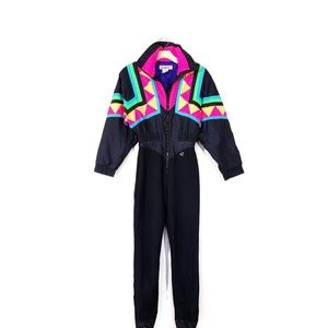 VINTAGE Obermeyer Hocus Pocus Ski Suit in Bright Multicolor Colorblock Womens 6